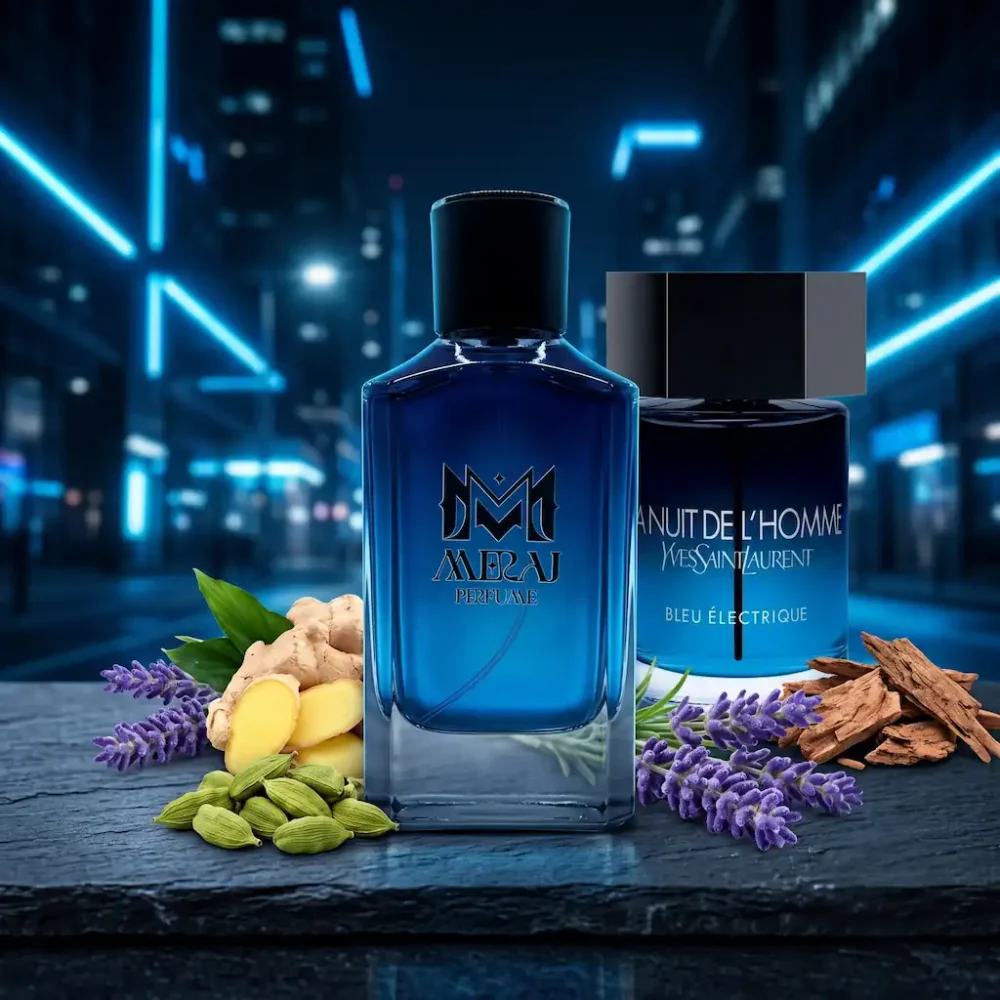 شیشه اورجینال و نسخه معراج عطر YSL La Nuit de L'Homme Bleu Électrique